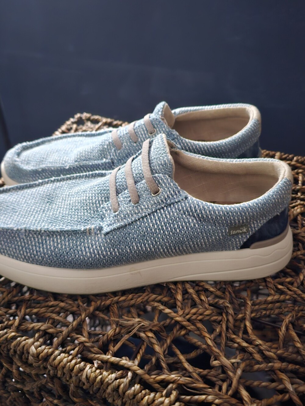 Sanuk Sky Blue Knit Slip-On Mason loafers